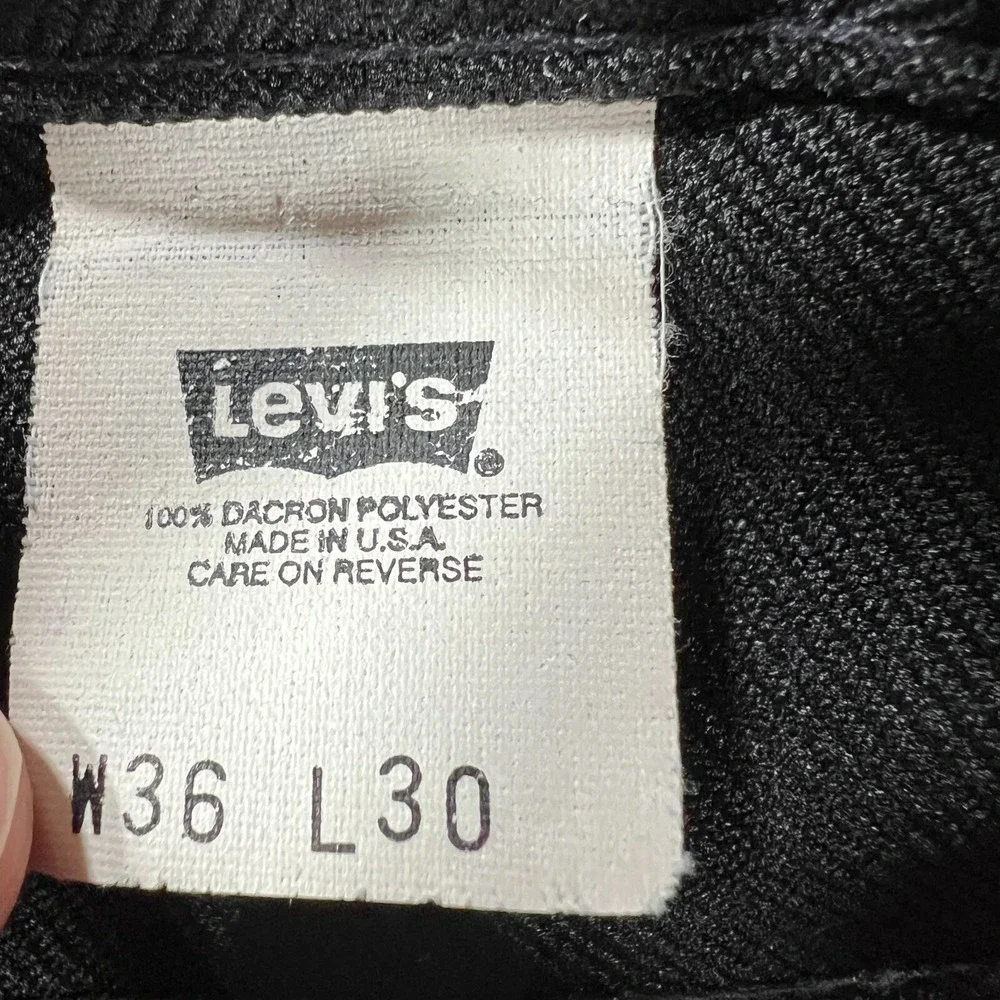 Vintage Levis Dacron Polyester‎ Pants Mens 36x30 (36x26) Black Casual Trousers